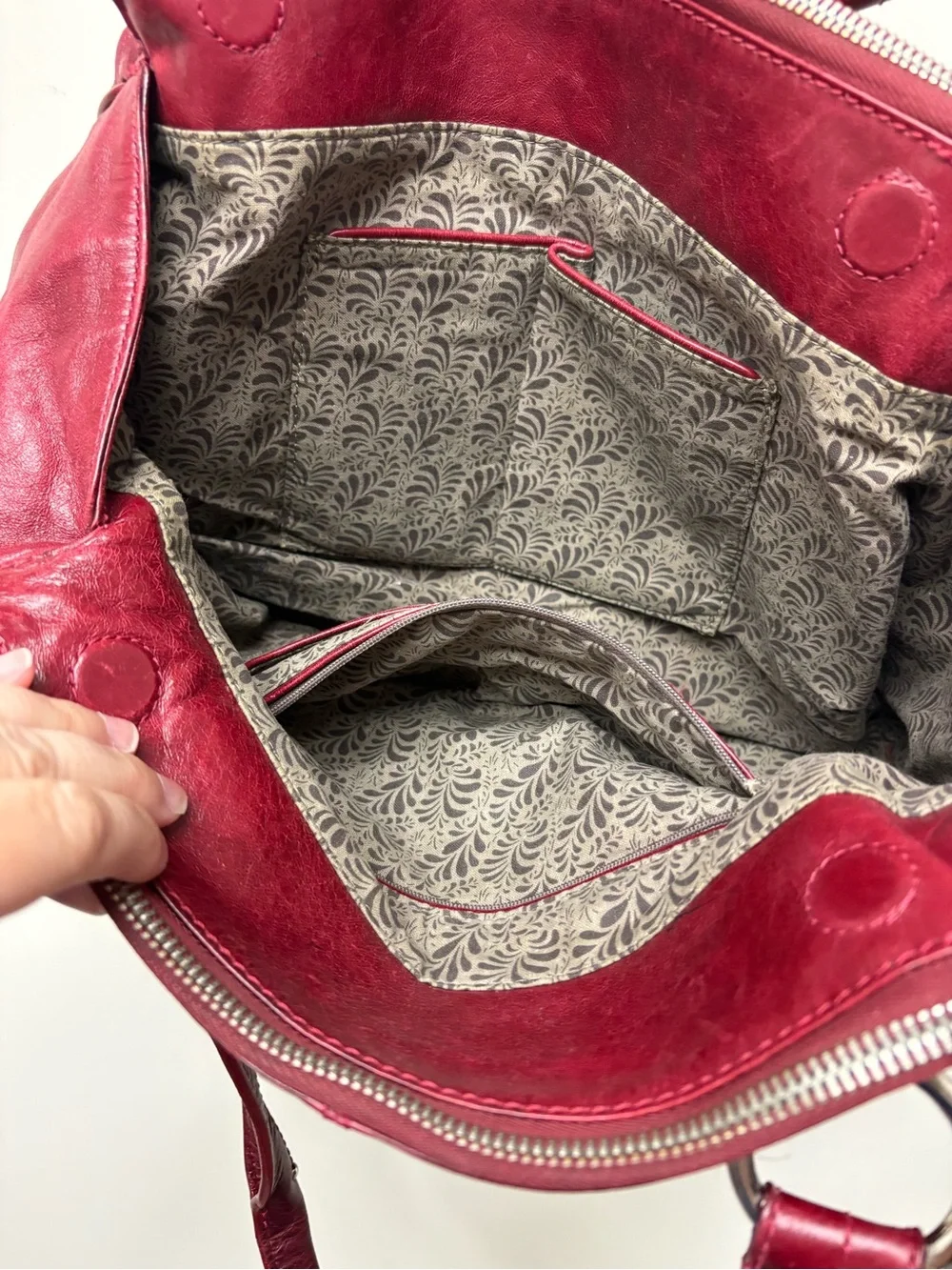 HOBO Red Leather Hobo Shoulder Bag